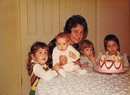 Back in the day with her grandchildren (from left) Robin, Deborah, Catherine and Leah
